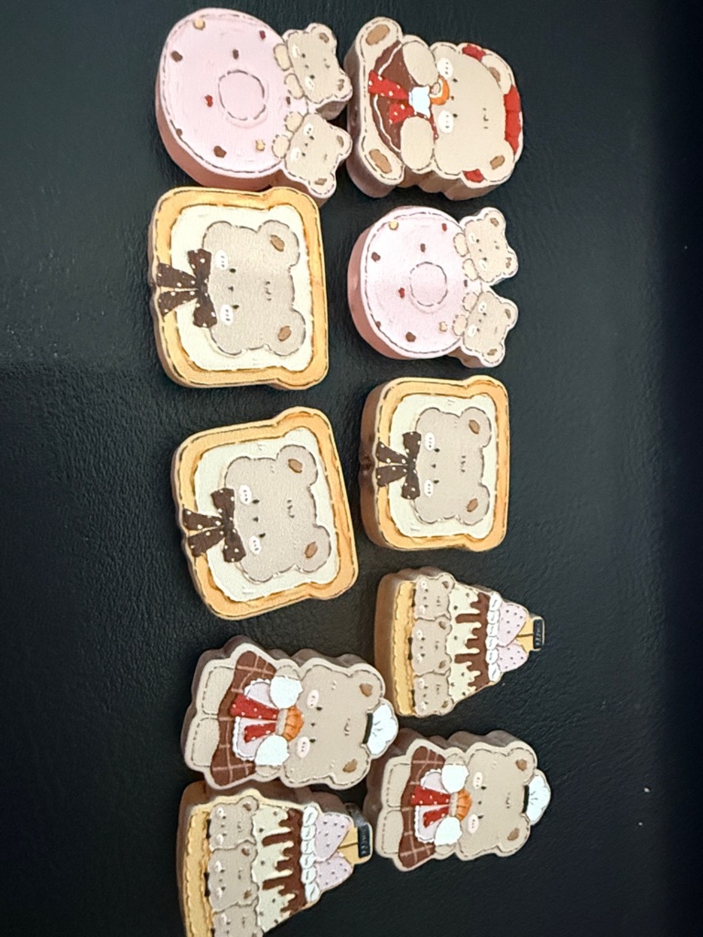 Cute Teddy Dessert focal beads for pen making Pink, Cream, Brown- set of 10